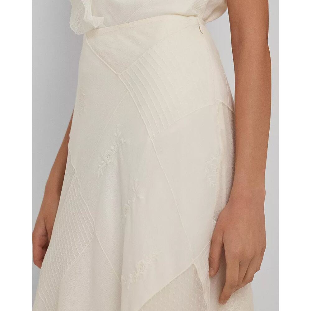 LAUREN RALPH LAUREN Women's Mesh Lace Midi Flared Skirt Size 6 White NWT - Picture 3 of 12